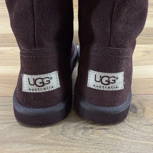 UGG Aleyah Youth Big Girls Boots Size 5 Brown Suede Shearling Fur Lined - Picture 7 of 11